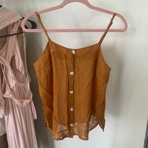 Old Navy Camel Linen-Cotton Button-Down Tank | Size XS | Like New